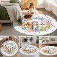 thumbnail image 5 of Round Rugs 8 Ft, Easter Cute Rabbits Non Slip Area Rugs for Kitchen Bedroom Entryway, Colorful Eggs Country Flowers Blue Pot Washable Carpet Runner Rug Floor Mats for Bedroom Home Decor, 5 of 8
