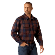 Ariat Rebar Heavy Flannel Long-Sleeve Work Shirt for Men - Navy/Malbec - XL