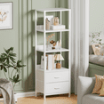 thumbnail image 2 of Satifur 4-Tier 57" H Bookshelf and Bookcase with 2 Removable Drawers, Narrow Display Shelf for Living Room, White, 2 of 8