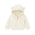 thumbnail image 3 of Lenpel Toddler Baby Fuzzy Fleece Hoodies Boys Girls Long Sleeve Zip up Ear Hooded Sweatshirts Plush Warm Jackets(White,2-3 Years), 3 of 6
