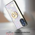 thumbnail image 6 of For Samsung Galaxy S22 Ultra Diamond Bling Sparkly Ornament Engraving Hybrid with Ring Stand Holder Rugged Fashion Cover ,Xpm Phone Case [ Purple Butterfly ], 6 of 6