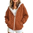 thumbnail image 2 of SERTGUTR Girls Leopard Print Hooded Sweatshirt, Zip Up Fleece Jacket with Pockets, Long Sleeve Casual Outerwear, Everyday School Outdoor Warm Coat, 2 of 8
