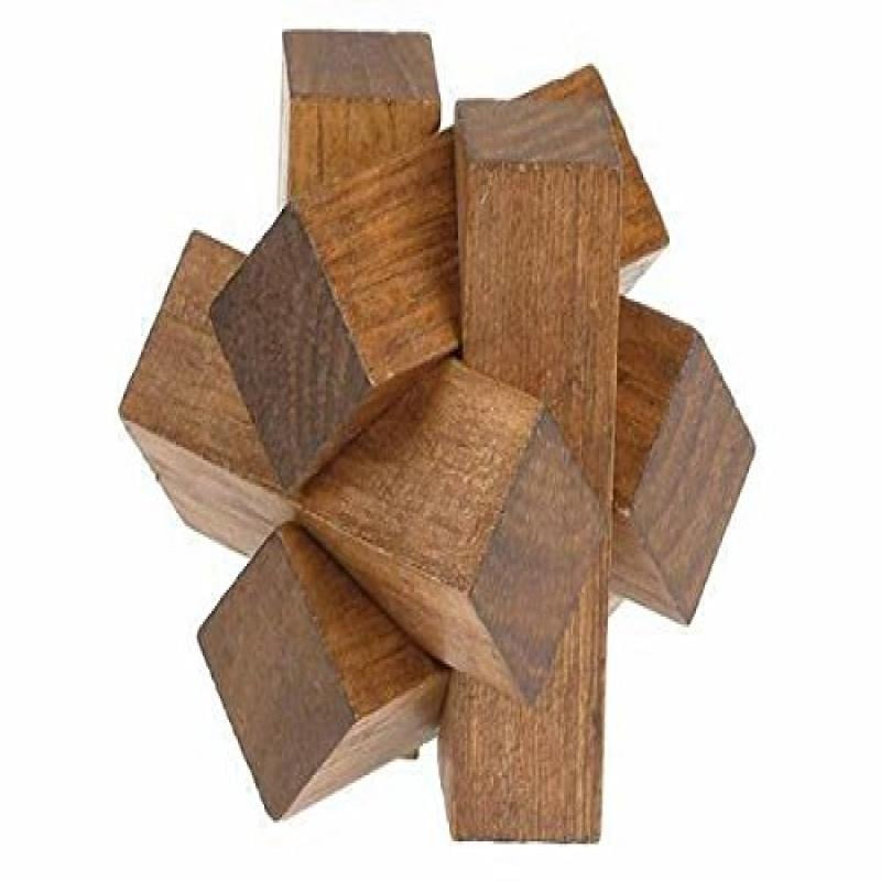 2.5 Wooden Pyramid Shape Brain Teaser 3D Puzzle Maple Brown