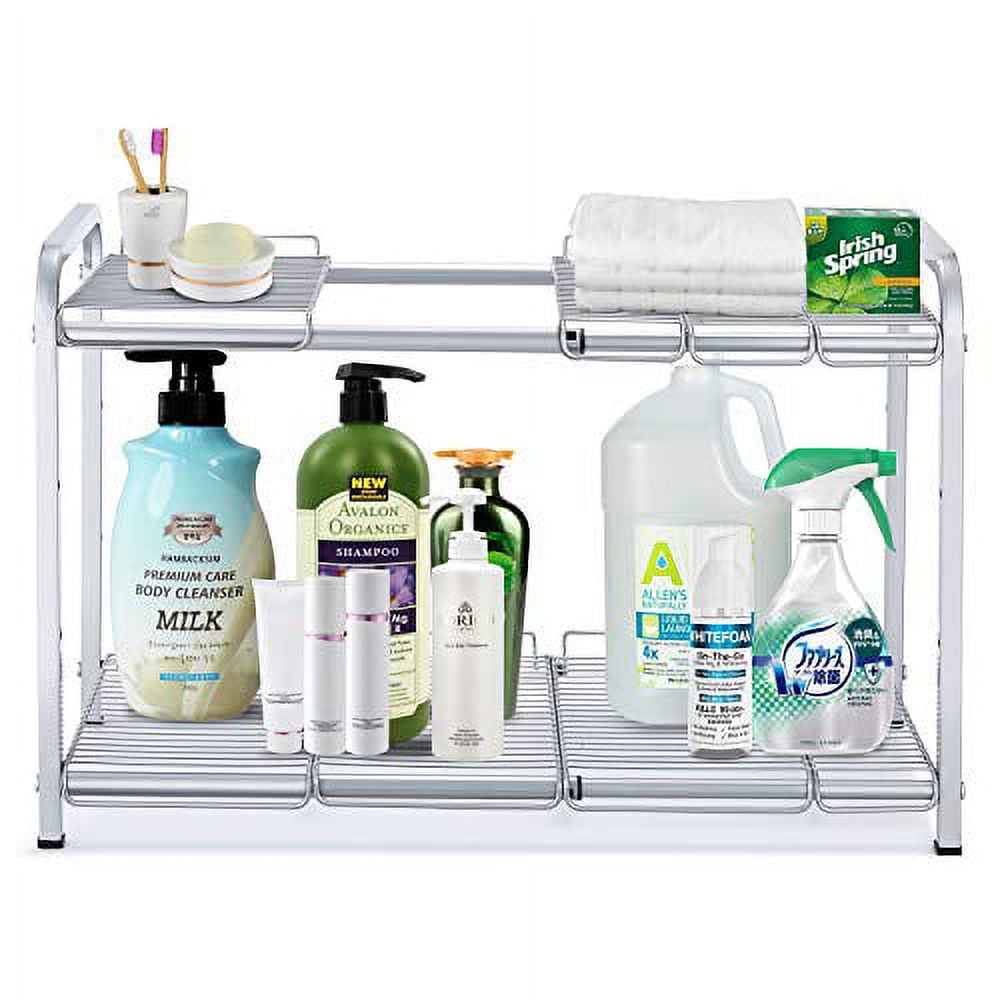 Simple Trending 2 Tier Under Sink Expandable Cabinet Shelf Organizer R