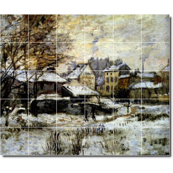 Ceramic Tile Mural-Claude Monet Country Painting 90. 25.5" w x 21.25" h using (30) 4.25 x 4.25 ceramic tiles