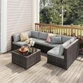 thumbnail image 5 of 7 Piece Patio Furniture Set, Lofka Outdoor Modular Sectional PE Rattan Patio Sofa Set for Balcony, Porch, Backyard, Gray, 5 of 9