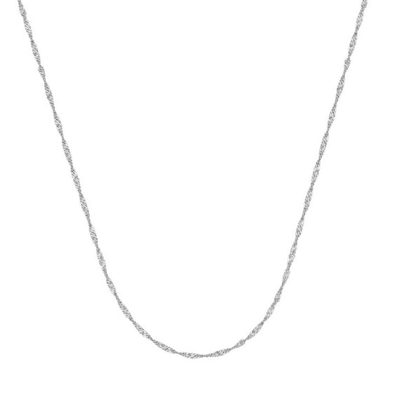 Sterling Silver Singapore Chain Necklace 1.1mm Width (16 or 18 Inches)