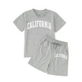 thumbnail image 3 of Hiijoy Big Girls Outfits California Print Short Sleeve T Shirt Shorts Set, Sizes 11-12Y, 3 of 4