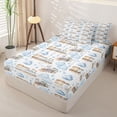 thumbnail image 2 of Castle Fairy Watercolor Train Zipper Twin Comforter Sets with Fitted Sheet and 2 Pillowcases,Star Cloud Pattern Zipper Bedding Set for Bedroom,Blue Beige,4-Piece,Reversible, 2 of 6