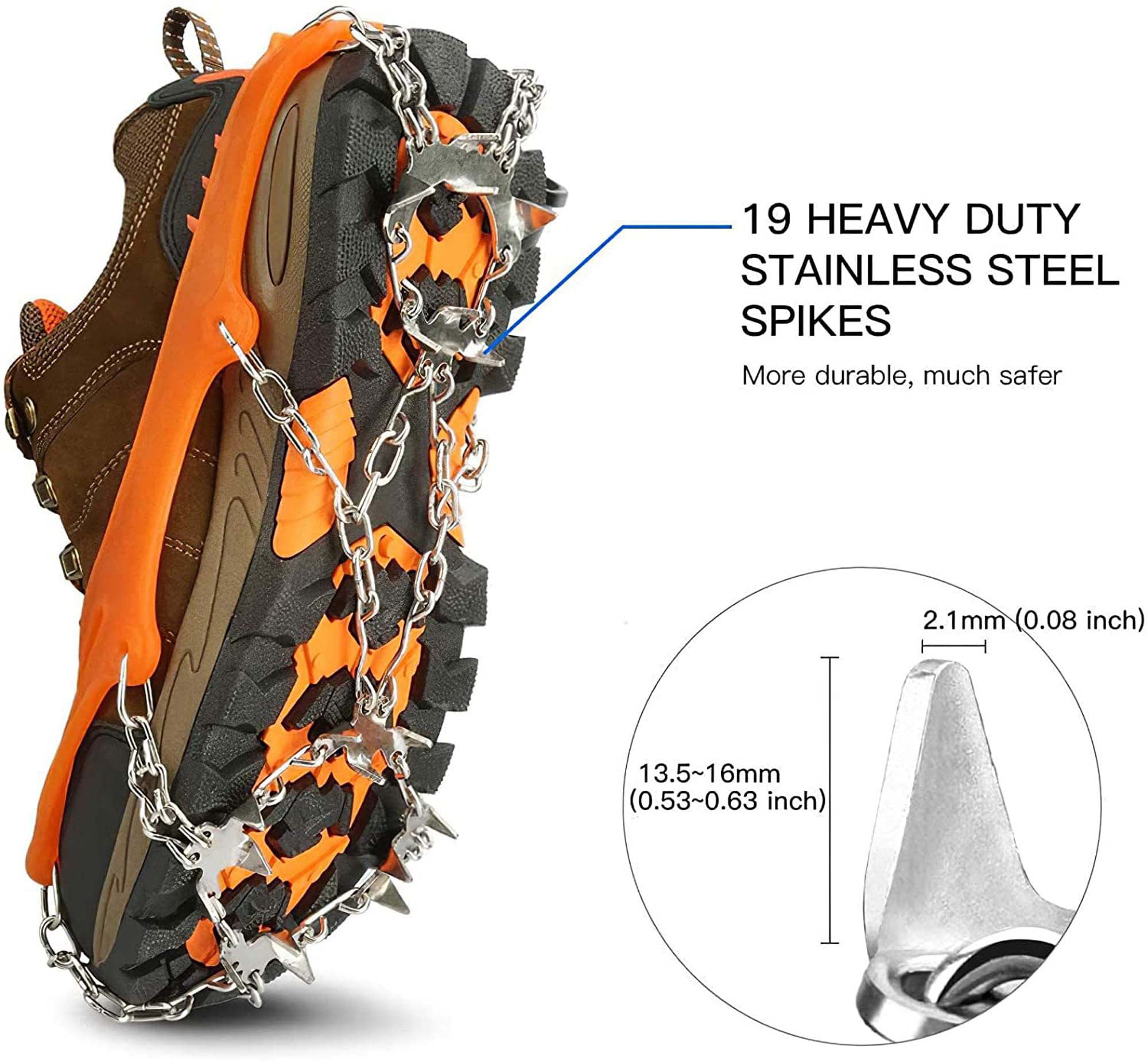 AGPTEK Ice Cleats 28 Teeth Snow Traction Ice Grippers Crampons Stainless  Steel Spikes Attaches Over Women Men Shoes Boots Anti-Slip for Hiking  Fishing
