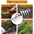 thumbnail image 2 of Garden Rake - Traditional Carbon Steel Rake, Teeth Rake, for Weeding/Detangling/Sowing 5 Steel Teeth (Without Stick), 2 of 5