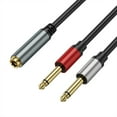 thumbnail image 6 of Ysmooiuy Durability 6.35mm 1/4" Female to Two Male Converters Cable Gold Plate Tip 6.35mm Plugs to 6.35mm Male Cord, 6 of 10
