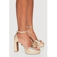 thumbnail image 2 of Women's Faux Leather Open Toe Ankle Strap High Heels, 2 of 3