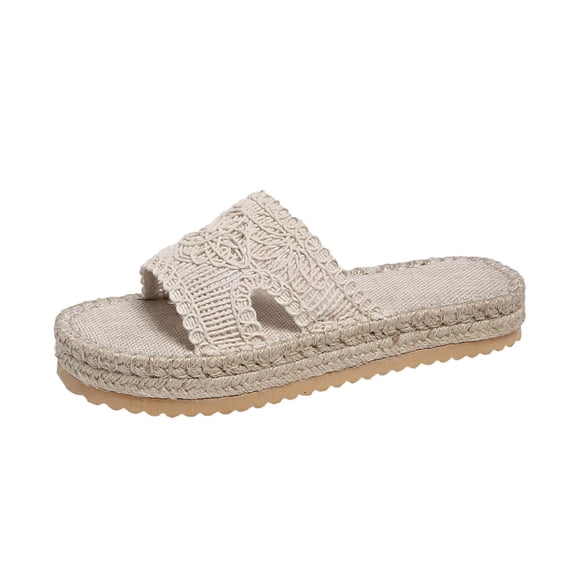 Hopeusnice Women's Wedges Shoes Non-Slip Breathable Trendy Soft Thick-Soled Wedge Heel Nylon Spandex Materials Summer Shoes Open Toe Sandals Comfortable Walking Shoes Beige 37