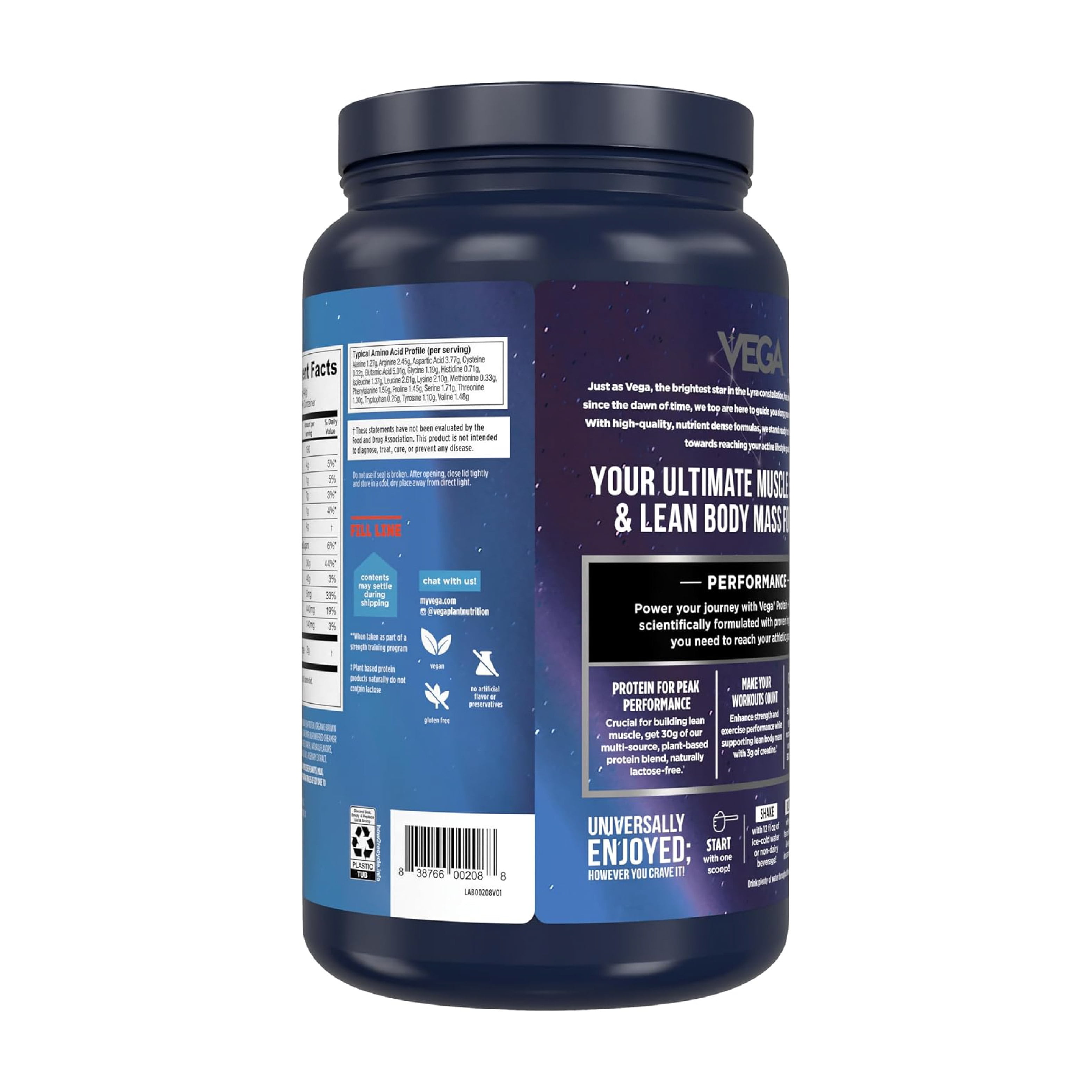Vega Protein Powder + Creatine Monohydrate, Vanilla, 20 Servings, 33.9oz