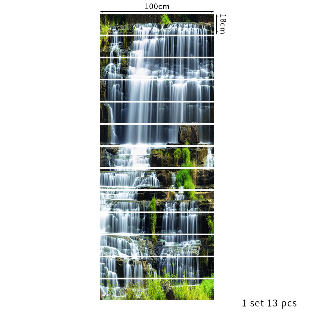 3D scenery stair stickers self-adhesive decorative stickers, WALL Forest Tree Falls Printed Stairs Self Adhesive Decoration Wall Sticker Set
