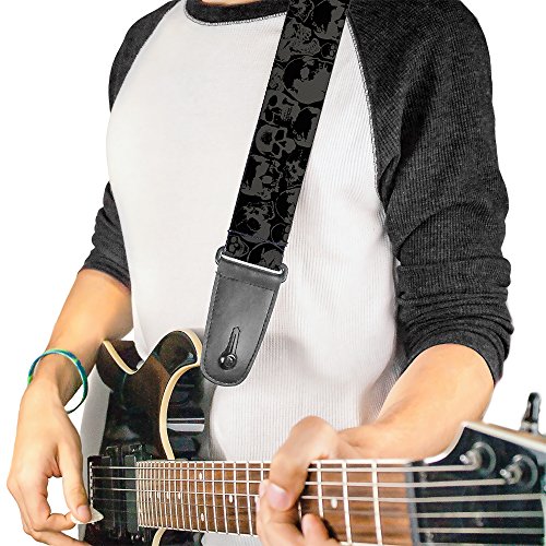 Buckle-Down Guitar Strap, Skull Pile Black Gray, 2 Inches Wide