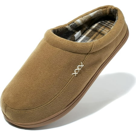 

Men s Warm Memory Foam Suede Plush Shearling Lined Slip on Indoor Outdoor Clog House Slippers