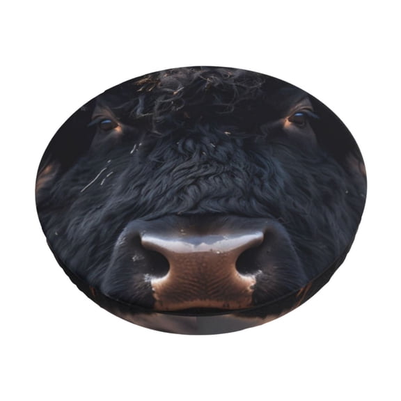 Picia Majestic Black Yak Pattern Round Stool Covers Comfy Seat Covers Stretch Removable Washable Chair Slipcover Round Bar Chair Cushion Cover-12 inch