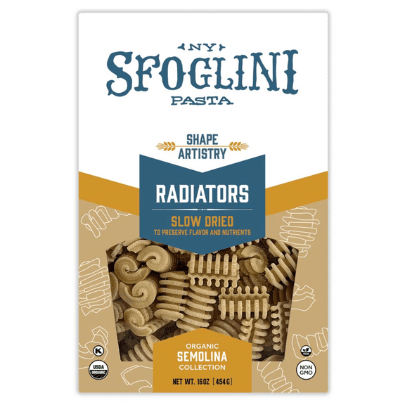 Sfoglini Organic Durum Semolina Radiators Pasta, Shelf-Stable, 16 oz Box