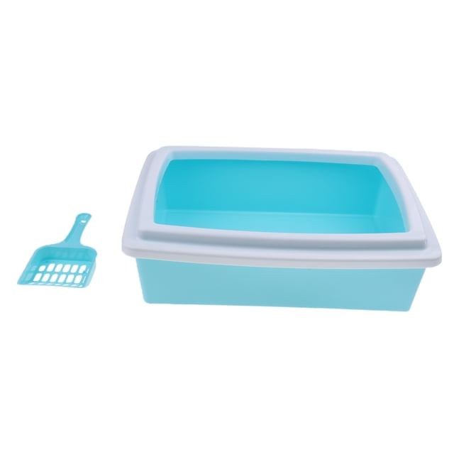 Bandeja de Arena para Gatos Sunnimix Diseño con Cercado de Inodoro con Pala 3 Colores Azul