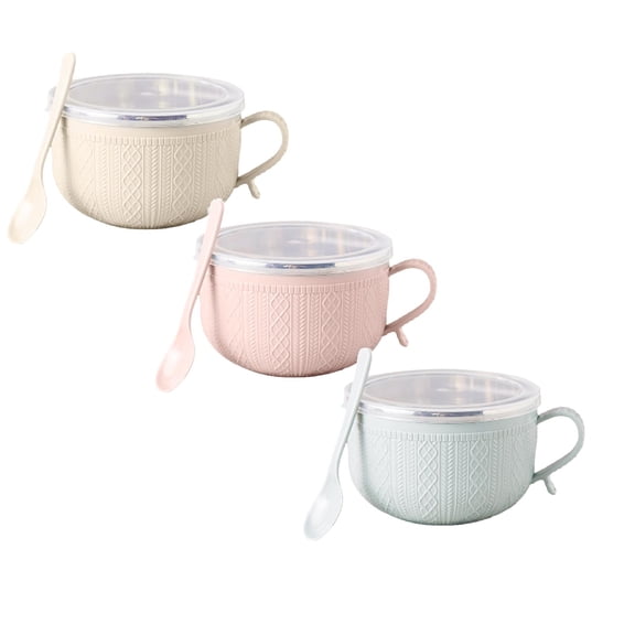 Mug Meals With/Lid-Its - 2026 New Mug Meals with Lids, Large Soup Mugs with Handles, for Coffee Soups Stews Reusable and Easy Grip, Holiday Winter Mugs Set (3PC-Multicolor)