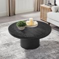 thumbnail image 5 of Coffee Tables 35.98inch Round Coffee Table with Cylindrical Leg,Wood Veneer Tabletop Table,Rounded Sofa Side Table for living Room Office,Black,Wooden Coffee Tables, 5 of 9