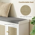 thumbnail image 4 of Kadyn Ottoman Bench with Woven Rattan Doors, Cushion and Adjustable Shelves, Upholstered Bench for Entryway, Hallway, White, 4 of 6