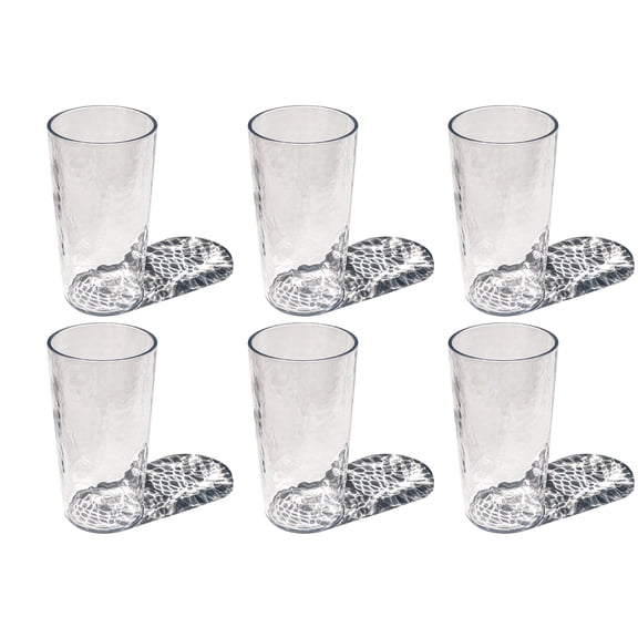 Hammered Rustic Acrylic Drinking Glass - Clear - 23.2 oz - Set of 6