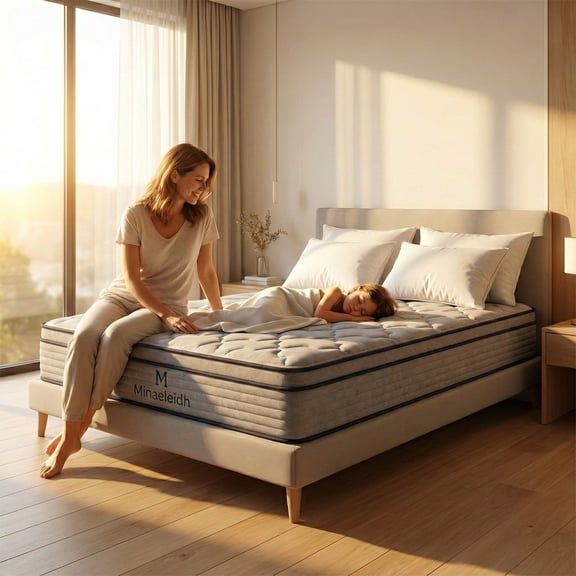 10 Inch Twin Size Mattress, Hybrid Twin Mattress in a Box, Memory Foam & 7-Zone Individual Pocket Springs, Medium Firm , Upgrade Edge Support, CertiPUR-US, Fiberglass-Free, Dorm/Guest Room/Bunk Bed