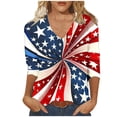 thumbnail image 6 of Kctiaxy Red Womens V Neck 3/4 Sleeve T Shirts Independence Day Printed Summer Tops Casual Loose Tees Trending Now XL, 6 of 7