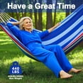 thumbnail image 5 of Double Hammock with Stand Sturdy 440lbs Capacity Hammock for Camping Outside Garden Outdoor Indoor Patio Backyard, Blue, 5 of 12