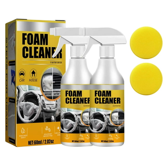 Bfogop Multi-Purpose Foam Cleaner 60ml With Sponge And Washcloth 2Pcs,Car Interior Foam Refinisher Cleaner,All Around Master Foam Cleaner, Foam Cleaner All Purpose for Car Interior