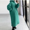 thumbnail image 4 of Guieoi Dress for Women under $10.00 Plus Size Fashion Women Solid Loose Hooded Comfy Long Sleeve Dress Green Black*Friday/Cyber*Monday, 4 of 6