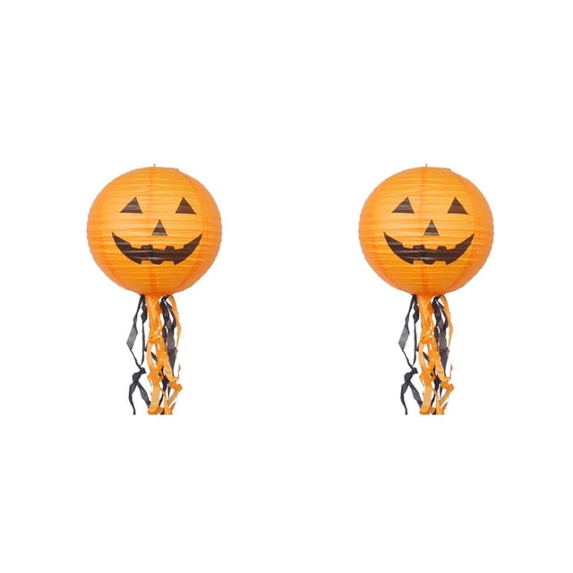 Toystoory Jaula de calabaza de Halloween Diy con linterna de papel de luz fantasma Pantalla de papel de boda Lámparas colgantes de Navidad Diy Linternas No.01 2piezas Toystoory CBP095562
