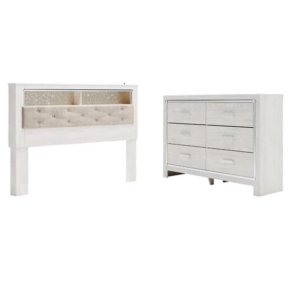 Bowery Hill King Panel Bookcase Headboard & 6-Drawer Dresser Set