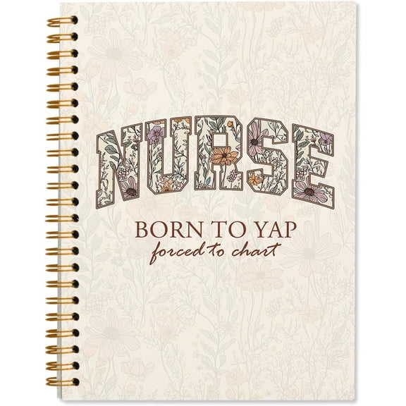 Boho Floral Nurse Notebook,  Journal,  Student Appreciation Gifts for Women  Student,  School Essentials, Hardcover Lined Spiral Notebook, 5.5x8.3 Inch