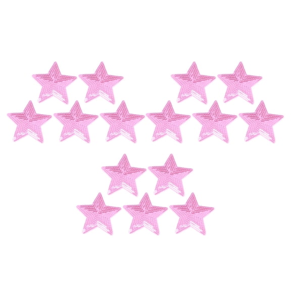 ETEREAUTY 15Pcs Pink Glitter Star Iron on Patches for Decorative Clothes Bags Hats DIY Use