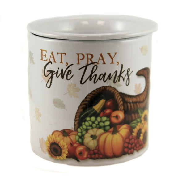 Eat,Pray, Give Thanks - One Container With Insert 5.5 Inch, Ceramic - Thanksgiving Gathering Pumpkin 66786