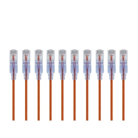 UPC: 0889028069707 | Monoprice SlimRun Cat6A Ethernet Patch Cable – Network Internet Cord – RJ45  Stranded  UTP  Pure Bare Copper Wire  30AWG  6in  Orange  10-Pack