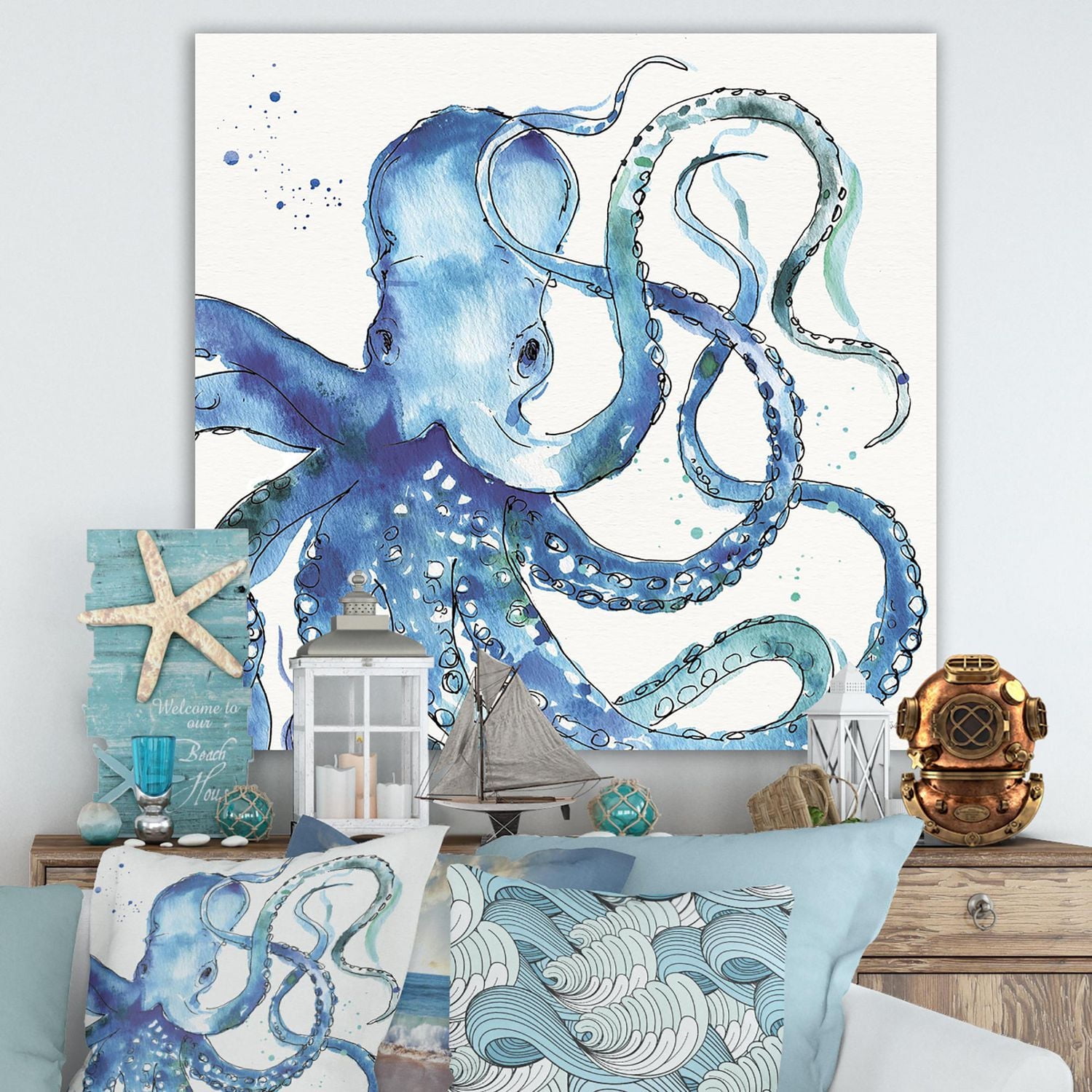 Designart Blue Deep Sea VIII Canvas Wall Art