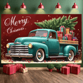 thumbnail image 4 of Retro Truck Decoration Christmas Banner Holiday Gifts Festive Design Snow Background for Winter Celebrations Indoor Party, 4 of 9