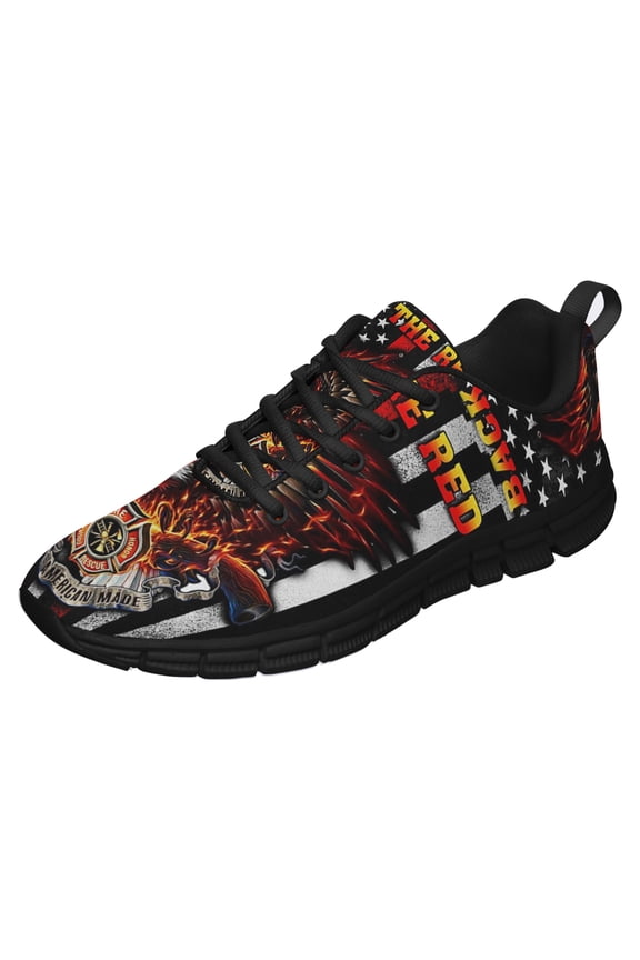Back The Red Firegfighter Running Shoes Sneakers Mesh Black Size 12