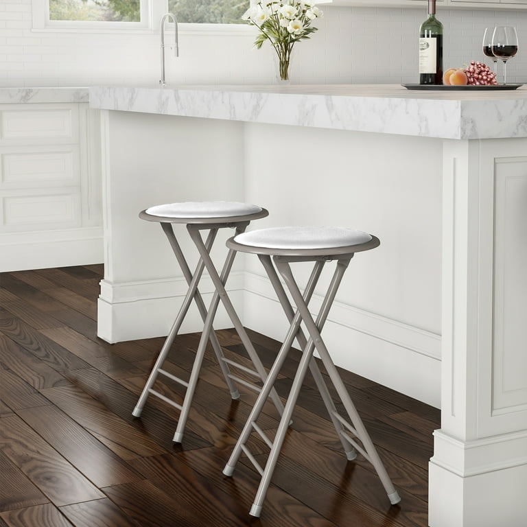 Trademark Home 24 Inch Backless Folding Bar Stools White Set of