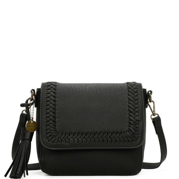 Della Womens Flap Laced Crossbody Bag by Ampere Creations - Black