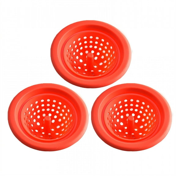 TELOLY 3Pcs Kitchen Sink Drain Strainer,Corrosion Block Silicone Kitchen Sink Stopper,4.6"Floral Colors Sink Stopper,Red