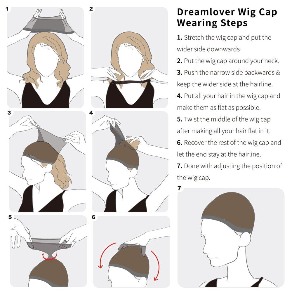 how to put on a wig with long hair