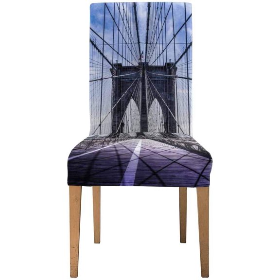 FMSHPON Brooklyn Bridge in New York City Stretch Chair Cover Protector Seat Slipcover for Dining Room Hotel Wedding Party Set of 1