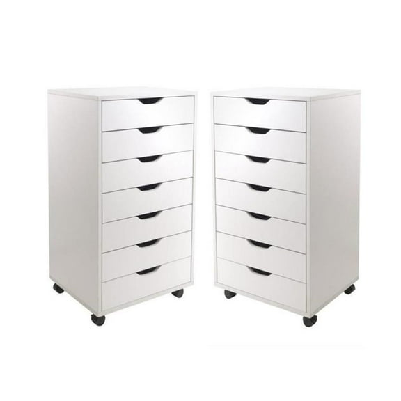 Home Square 2 Piece Composite Wood Filing Cabinet Set with 7 Drawer in White