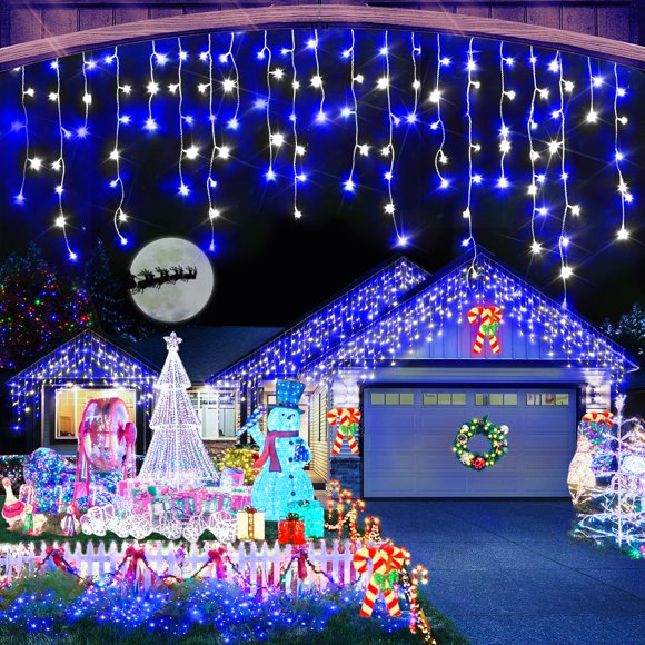 Guirnalda de luces navideñas Heceltt, 50 m, 1600 LED, azul y blanco